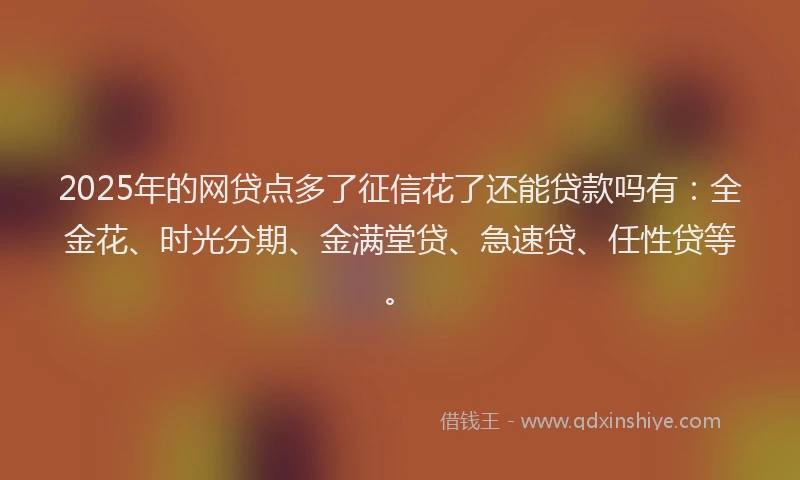 2025年的网贷点多了征信花了还能贷款吗有：全金花、时光分期、金满堂贷、急速贷、任性贷等。