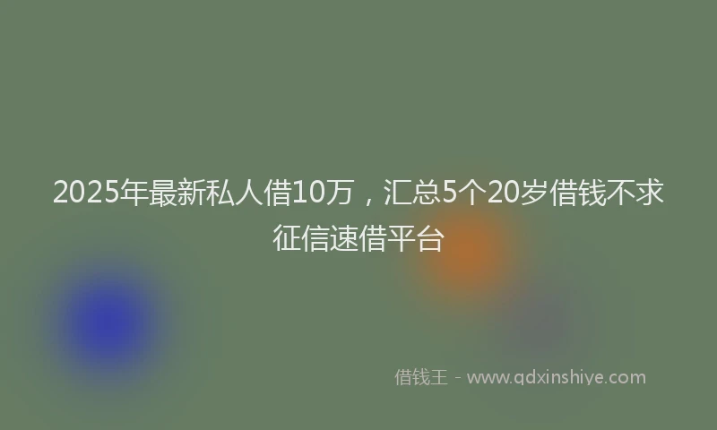 2025年最新私人借10万，汇总5个20岁借钱不求征信速借平台