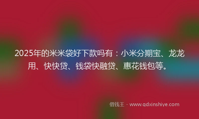 2025年的米米袋好下款吗有：小米分期宝、龙龙用、快快贷、钱袋快融贷、惠花钱包等。