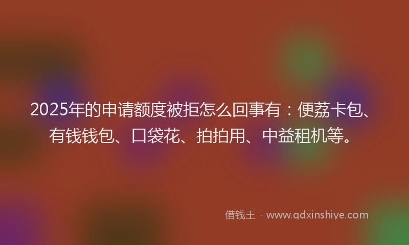 2025年的申请额度被拒怎么回事有：便荔卡包、有钱钱包、口袋花、拍拍用、中益租机等。