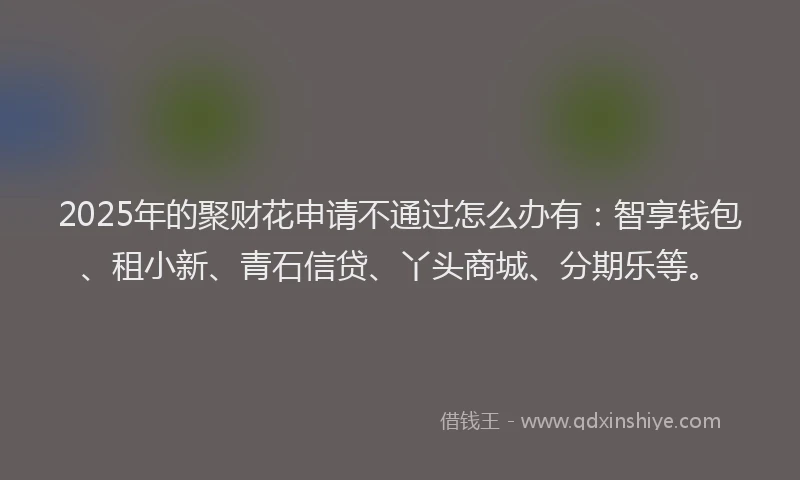 2025年的聚财花申请不通过怎么办有：智享钱包、租小新、青石信贷、丫头商城、分期乐等。