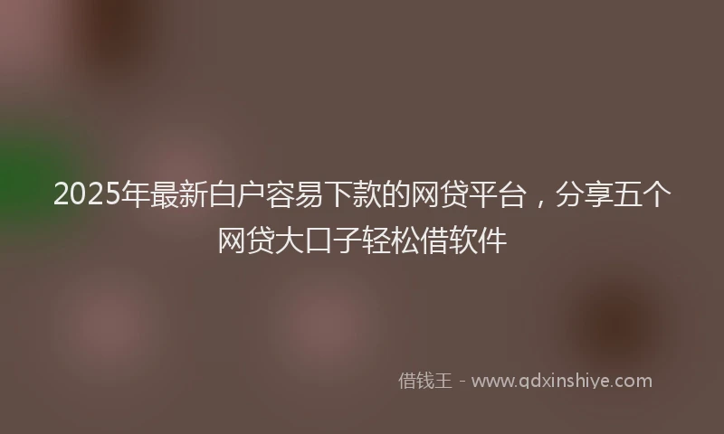 2025年最新白户容易下款的网贷平台，分享五个网贷大口子轻松借软件
