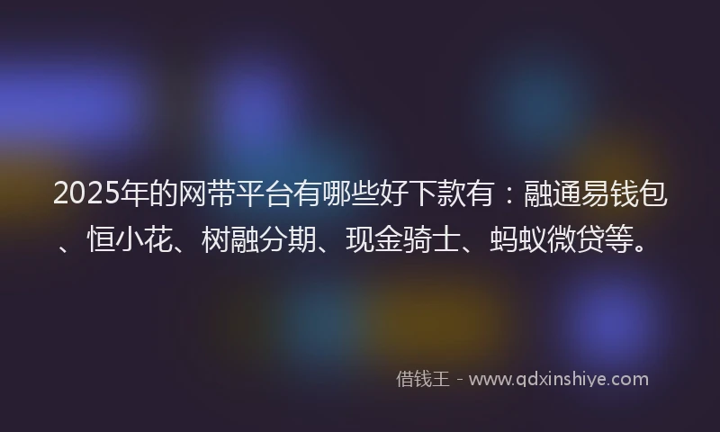2025年的网带平台有哪些好下款有：融通易钱包、恒小花、树融分期、现金骑士、蚂蚁微贷等。