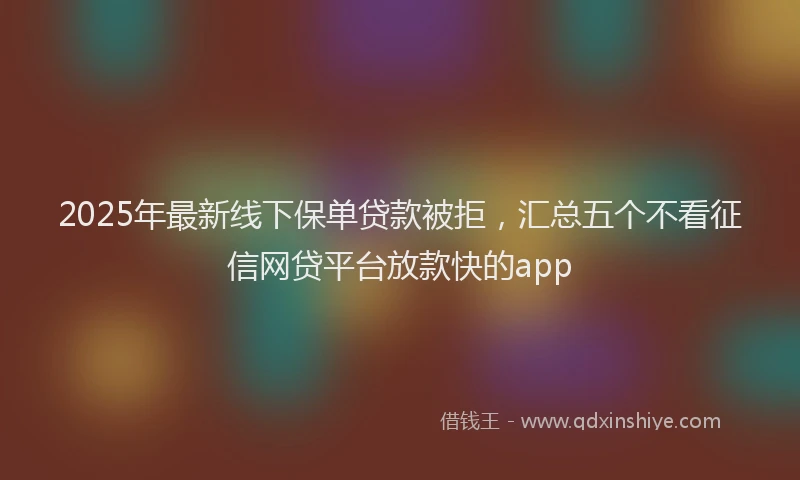 2025年最新线下保单贷款被拒，汇总五个不看征信网贷平台放款快的app