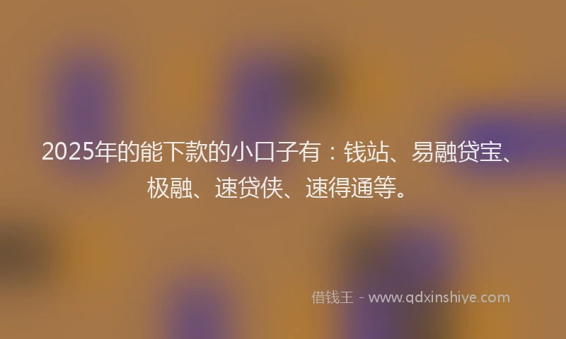 2025年的能下款的小口子有：钱站、易融贷宝、极融、速贷侠、速得通等。