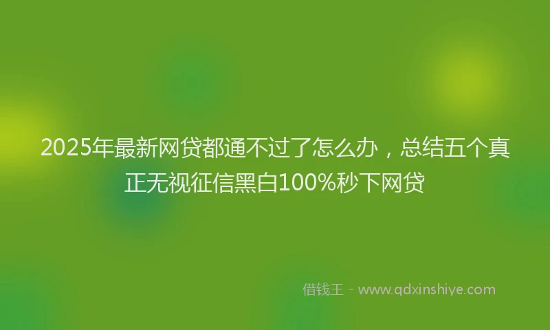 2025年最新网贷都通不过了怎么办，总结五个真正无视征信黑白100%秒下网贷