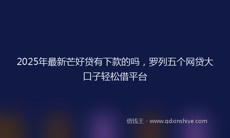 2025年最新芒好贷有下款的吗，罗列五个网贷大口子轻松借平台