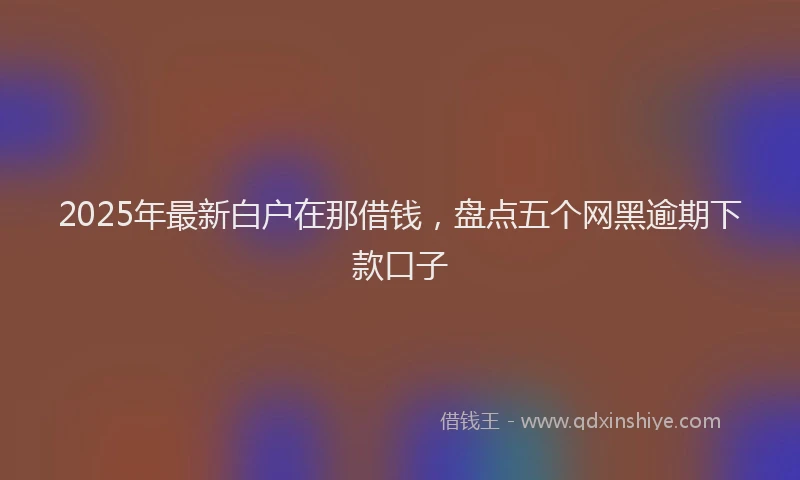 2025年最新白户在那借钱，盘点五个网黑逾期下款口子