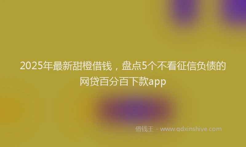 2025年最新甜橙借钱，盘点5个不看征信负债的网贷百分百下款app