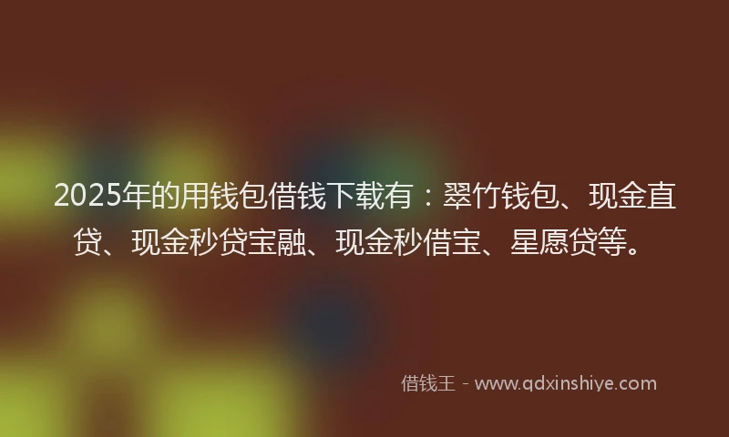 2025年的用钱包借钱下载有：翠竹钱包、现金直贷、现金秒贷宝融、现金秒借宝、星愿贷等。