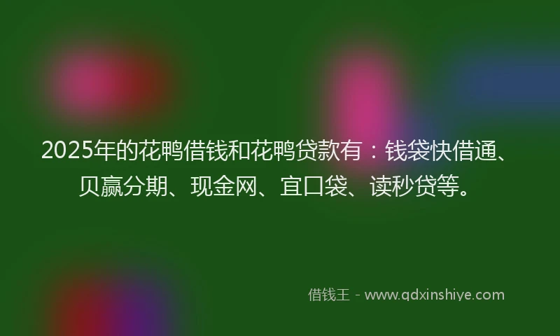2025年的花鸭借钱和花鸭贷款有：钱袋快借通、贝赢分期、现金网、宜口袋、读秒贷等。