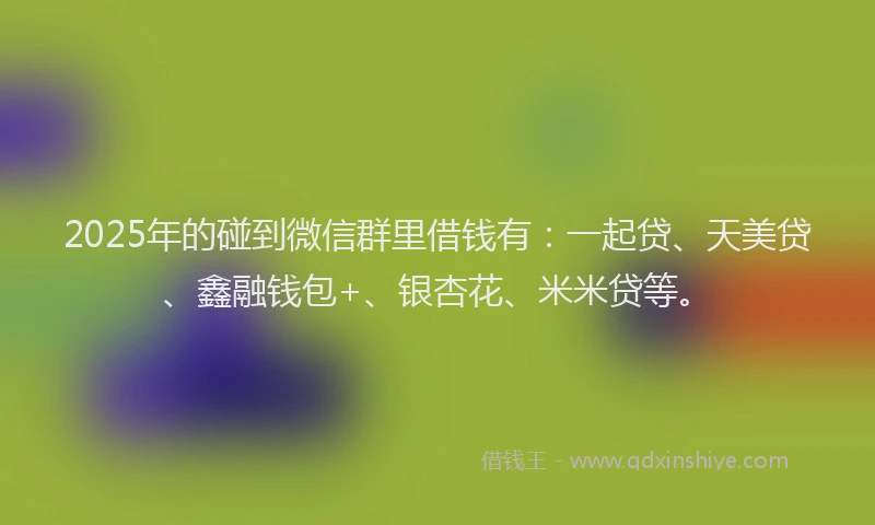 2025年的碰到微信群里借钱有：一起贷、天美贷、鑫融钱包+、银杏花、米米贷等。