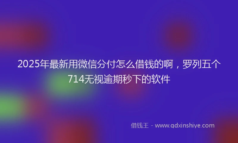 2025年最新用微信分付怎么借钱的啊，罗列五个714无视逾期秒下的软件