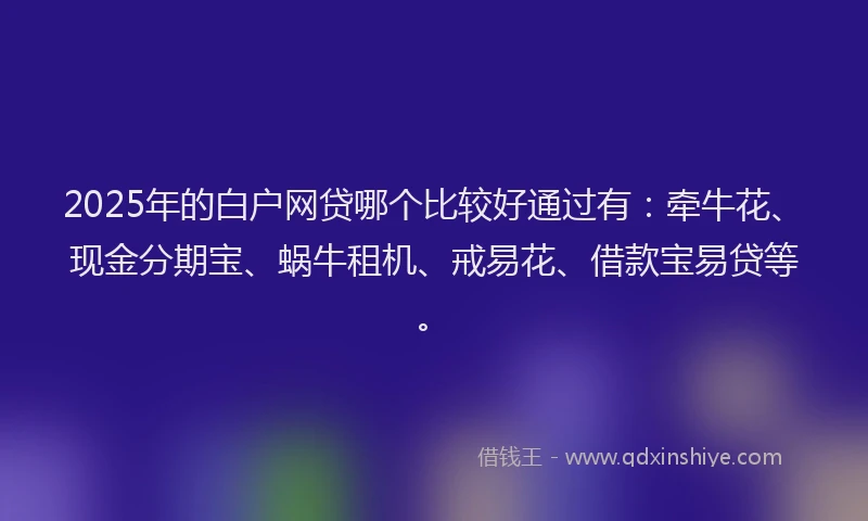 2025年的白户网贷哪个比较好通过有：牵牛花、现金分期宝、蜗牛租机、戒易花、借款宝易贷等。