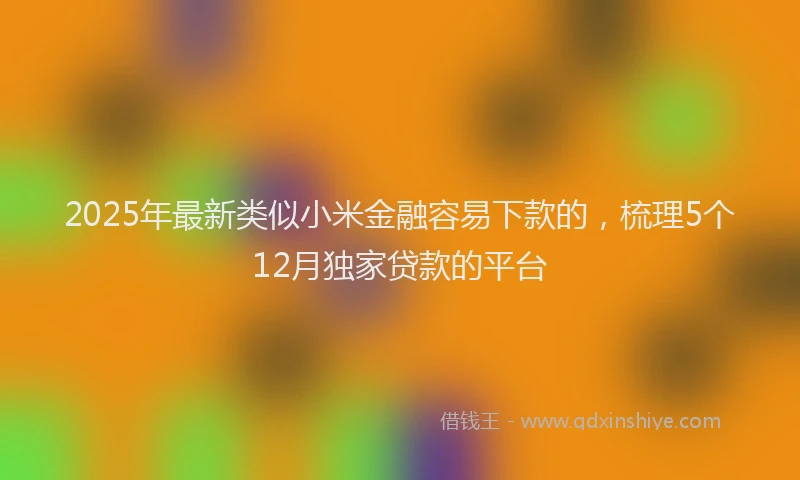 2025年最新类似小米金融容易下款的，梳理5个12月独家贷款的平台