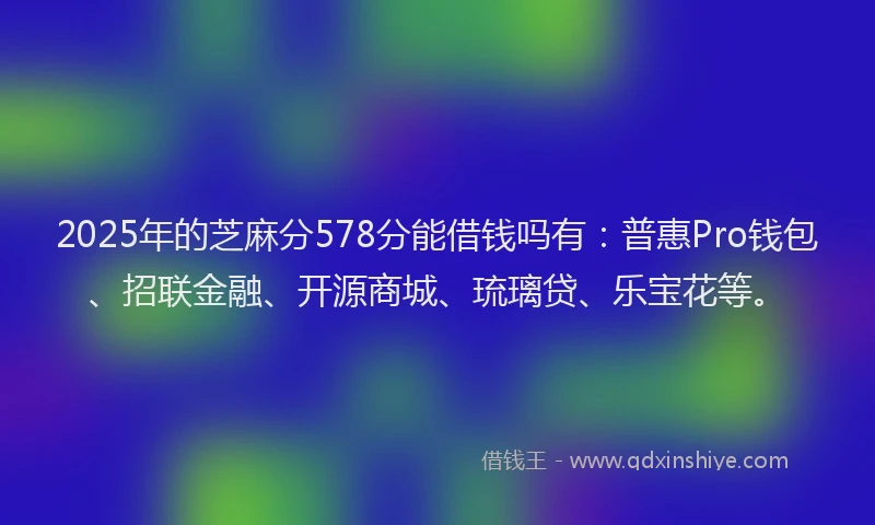 2025年的芝麻分578分能借钱吗有：普惠Pro钱包、招联金融、开源商城、琉璃贷、乐宝花等。