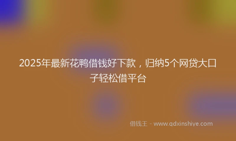 2025年最新花鸭借钱好下款，归纳5个网贷大口子轻松借平台