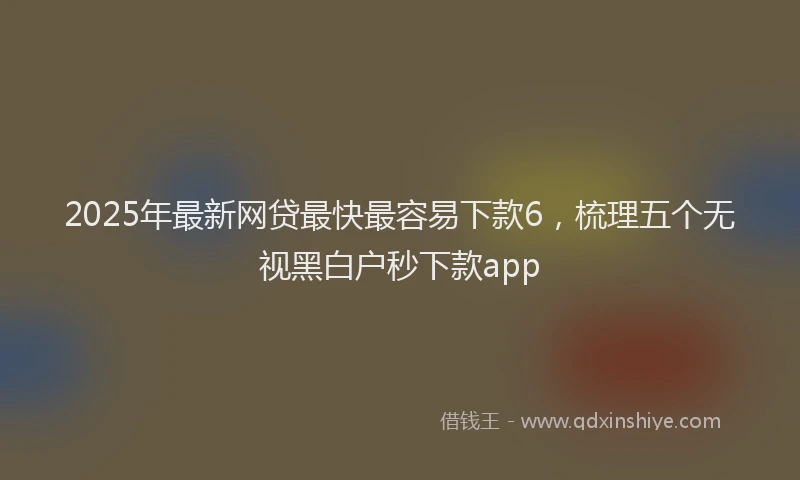 2025年最新网贷最快最容易下款6，梳理五个无视黑白户秒下款app