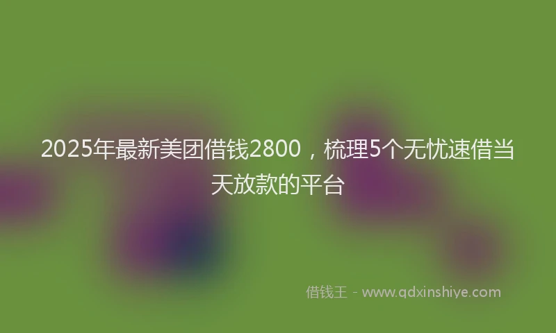 2025年最新美团借钱2800，梳理5个无忧速借当天放款的平台