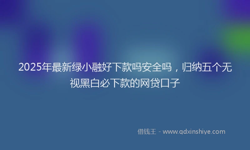 2025年最新绿小融好下款吗安全吗，归纳五个无视黑白必下款的网贷口子