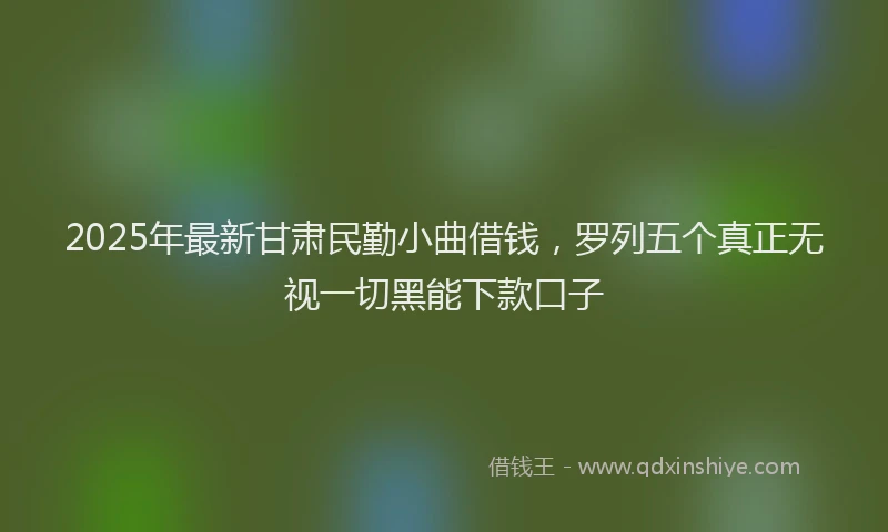2025年最新甘肃民勤小曲借钱，罗列五个真正无视一切黑能下款口子