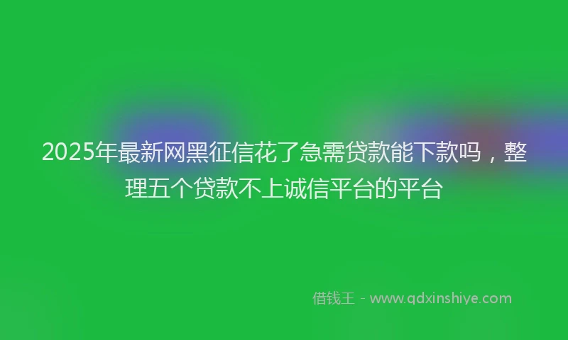 2025年最新网黑征信花了急需贷款能下款吗，整理五个贷款不上诚信平台的平台