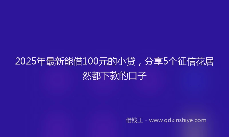 2025年最新能借100元的小贷，分享5个征信花居然都下款的口子