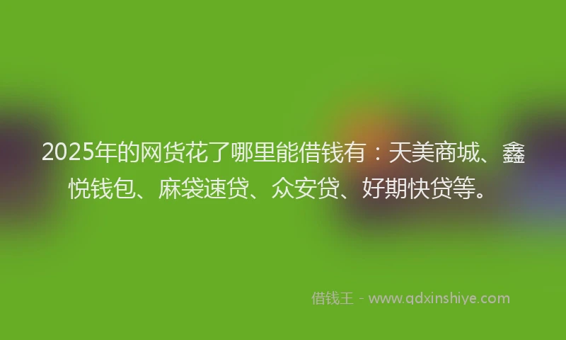 2025年的网货花了哪里能借钱有：天美商城、鑫悦钱包、麻袋速贷、众安贷、好期快贷等。