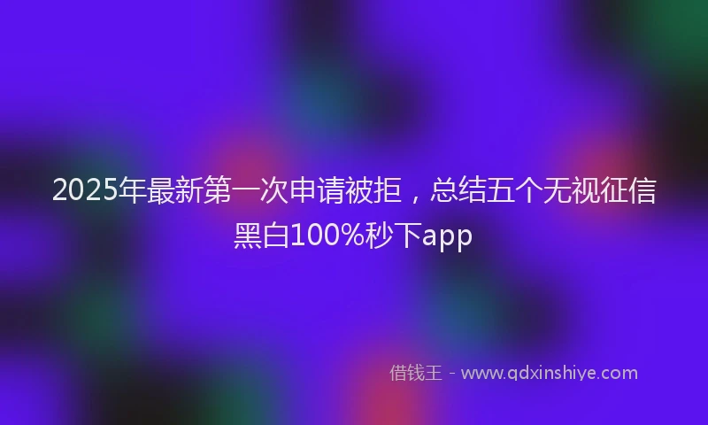 2025年最新第一次申请被拒，总结五个无视征信黑白100%秒下app