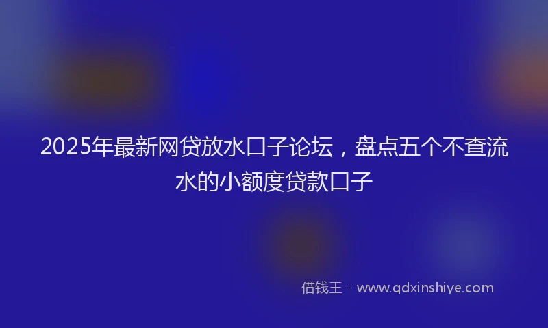 2025年最新网贷放水口子论坛，盘点五个不查流水的小额度贷款口子