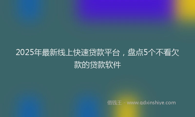 2025年最新线上快速贷款平台，盘点5个不看欠款的贷款软件