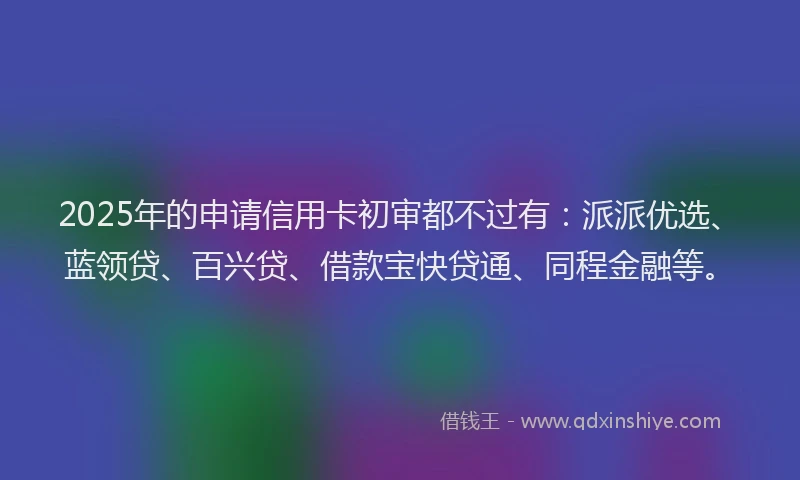2025年的申请信用卡初审都不过有：派派优选、蓝领贷、百兴贷、借款宝快贷通、同程金融等。