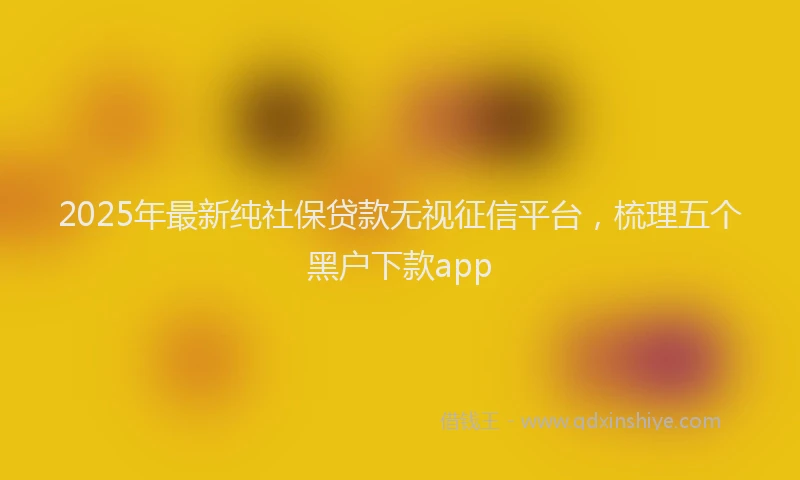 2025年最新纯社保贷款无视征信平台，梳理五个黑户下款app
