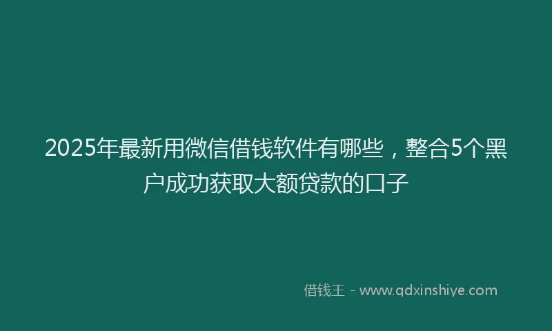 2025年最新用微信借钱软件有哪些，整合5个黑户成功获取大额贷款的口子