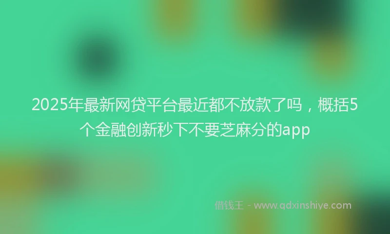2025年最新网贷平台最近都不放款了吗，概括5个金融创新秒下不要芝麻分的app