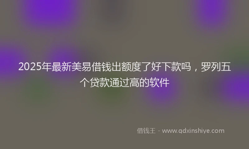2025年最新美易借钱出额度了好下款吗，罗列五个贷款通过高的软件