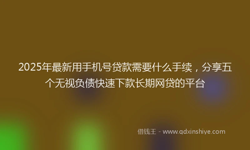 2025年最新用手机号贷款需要什么手续，分享五个无视负债快速下款长期网贷的平台