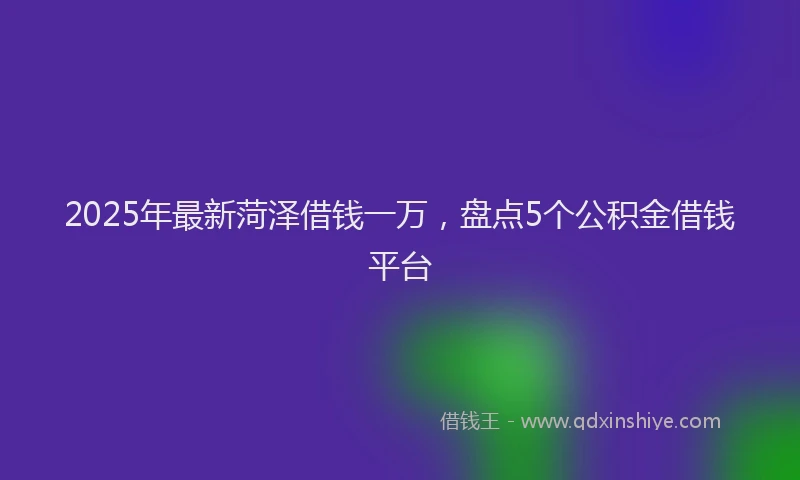 2025年最新菏泽借钱一万，盘点5个公积金借钱平台