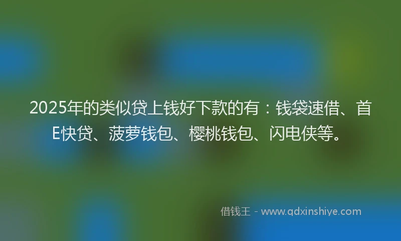 2025年的类似贷上钱好下款的有：钱袋速借、首E快贷、菠萝钱包、樱桃钱包、闪电侠等。