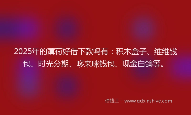 2025年的薄荷好借下款吗有：积木盒子、维维钱包、时光分期、哆来咪钱包、现金白鸽等。