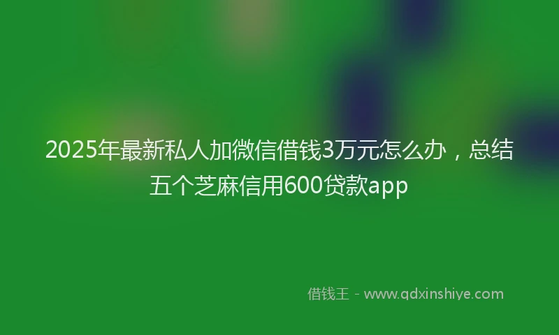 2025年最新私人加微信借钱3万元怎么办，总结五个芝麻信用600贷款app