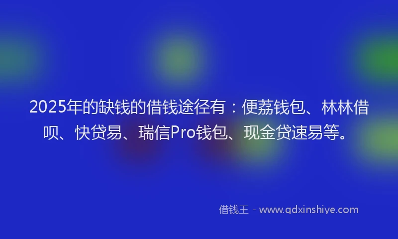2025年的缺钱的借钱途径有：便荔钱包、林林借呗、快贷易、瑞信Pro钱包、现金贷速易等。