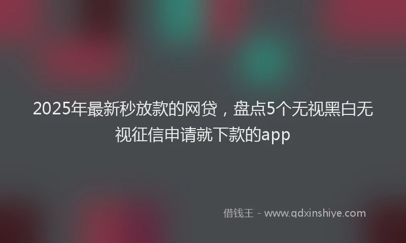 2025年最新秒放款的网贷，盘点5个无视黑白无视征信申请就下款的app