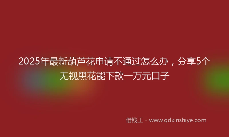 2025年最新葫芦花申请不通过怎么办，分享5个无视黑花能下款一万元口子