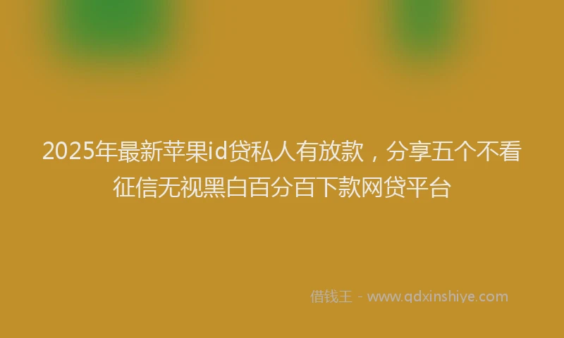 2025年最新苹果id贷私人有放款，分享五个不看征信无视黑白百分百下款网贷平台