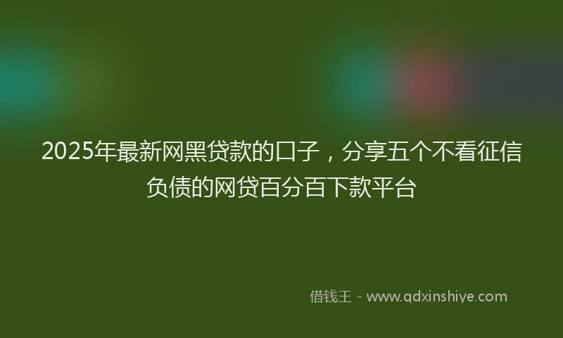 2025年最新网黑贷款的口子，分享五个不看征信负债的网贷百分百下款平台