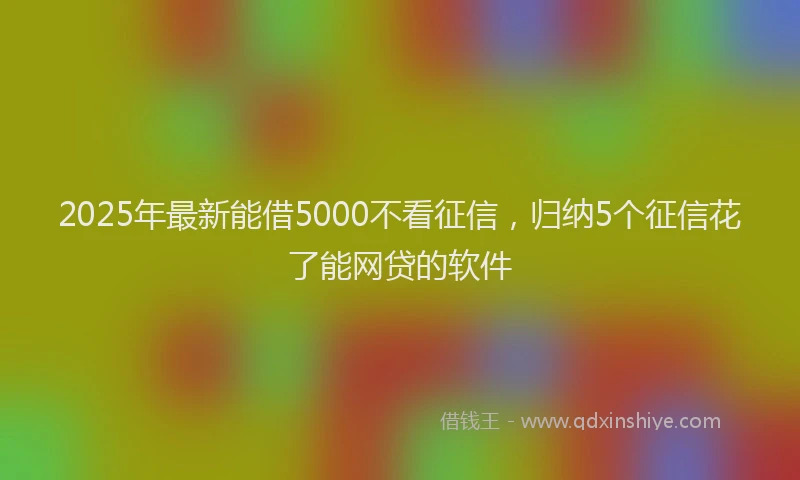 2025年最新能借5000不看征信，归纳5个征信花了能网贷的软件