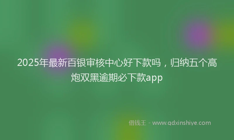 2025年最新百银审核中心好下款吗，归纳五个高炮双黑逾期必下款app