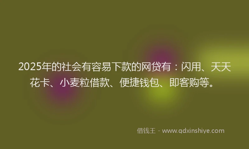 2025年的社会有容易下款的网贷有：闪用、天天花卡、小麦粒借款、便捷钱包、即客购等。