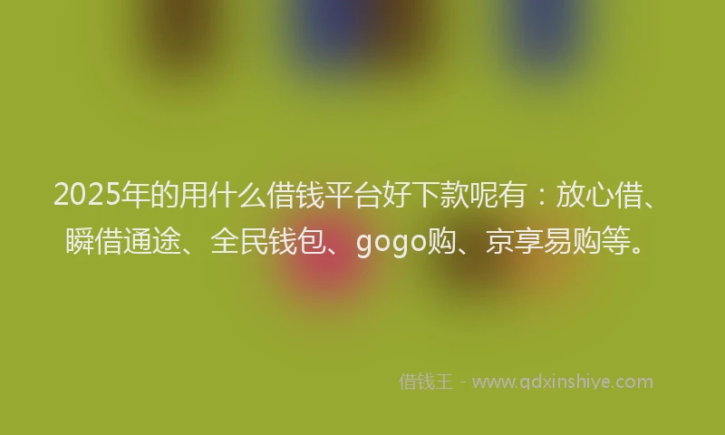 2025年的用什么借钱平台好下款呢有：放心借、瞬借通途、全民钱包、gogo购、京享易购等。